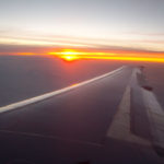 Sunset over Airplane Wing